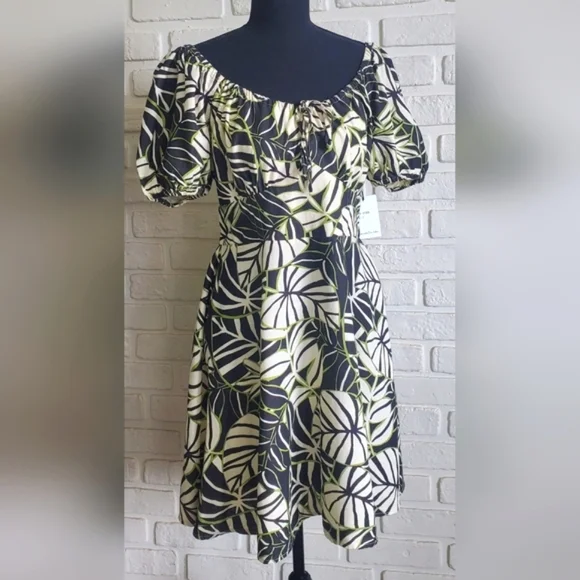 Japna | Dresses | Nwt Japna Linen Dress Puff Sleeves Smocked Swing Green Leaf Tropical Boho Large | Poshmark Japna | Dresses | Nwt Japna Linen Dress Puff Sleeves Smocked Swing Green Leaf Tropical Boho Large | Poshmark